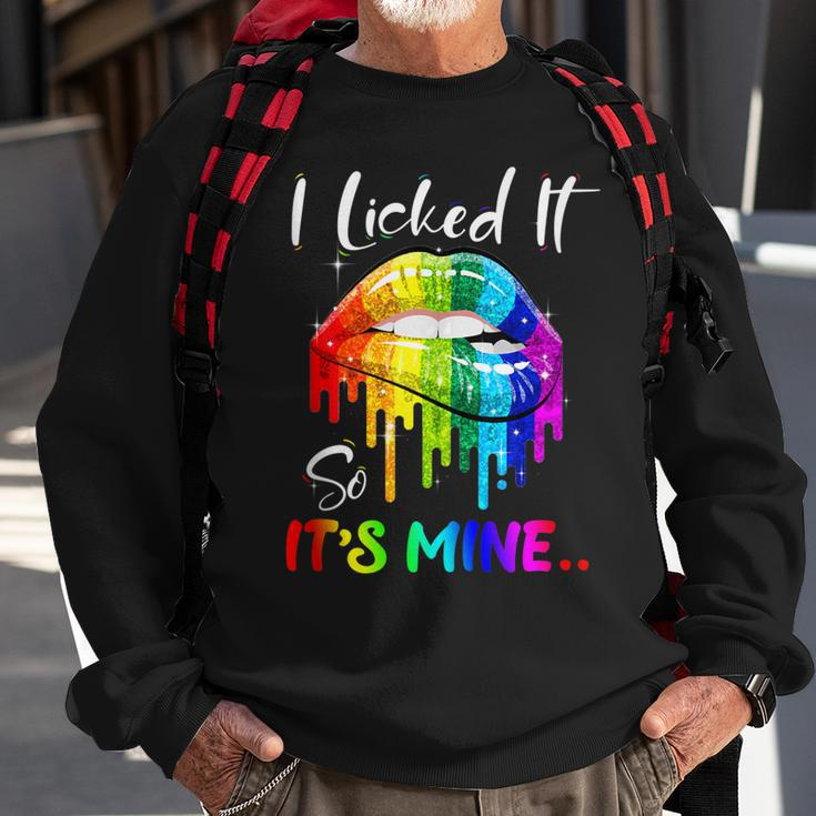 I Licked It So Its Mine Funny Lesbian Gay Pride Lgbt Flag Sweatshirt Gifts for Old Men