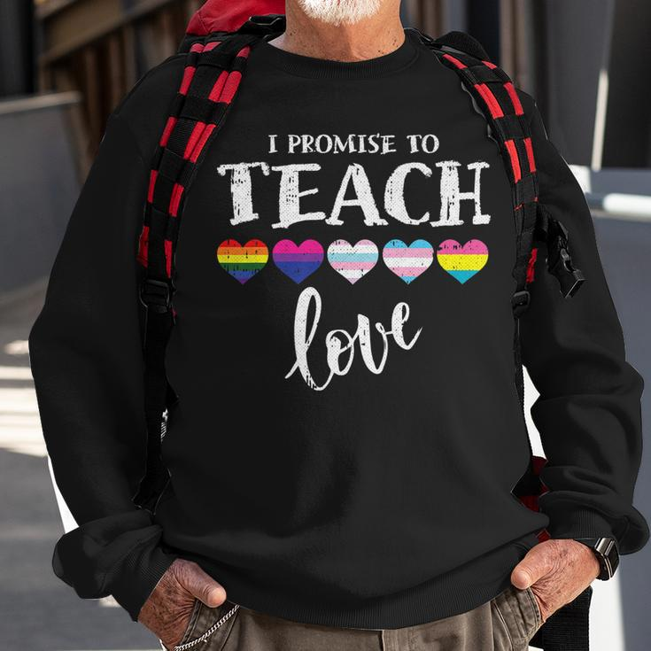 I Promise To Teach Love Lgbt-Q Pride Proud Ally Teacher Sweatshirt Gifts for Old Men