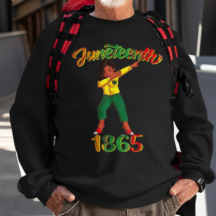 Juneteenth 1865 Dab Black Woman Brown Skin Afro American Sweatshirt Gifts for Old Men