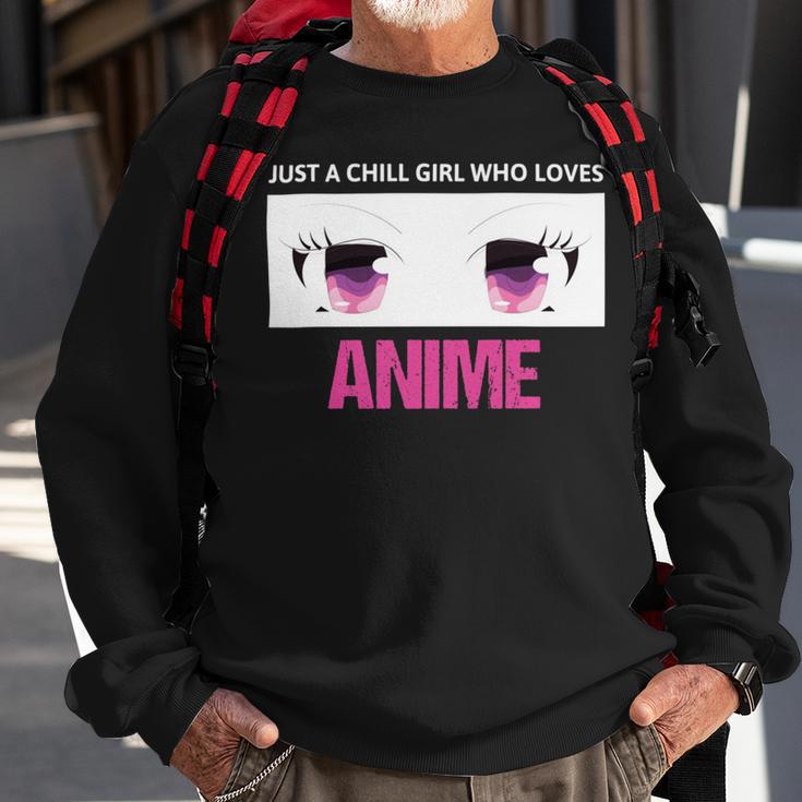 Just A Girl Who Loves Anime Chill Anime Girl Sweatshirt Gifts for Old Men