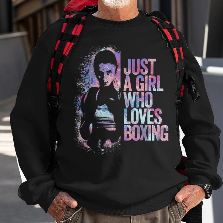 Just A Girl Who Loves Boxing Ink Splatter Sweatshirt Gifts for Old Men