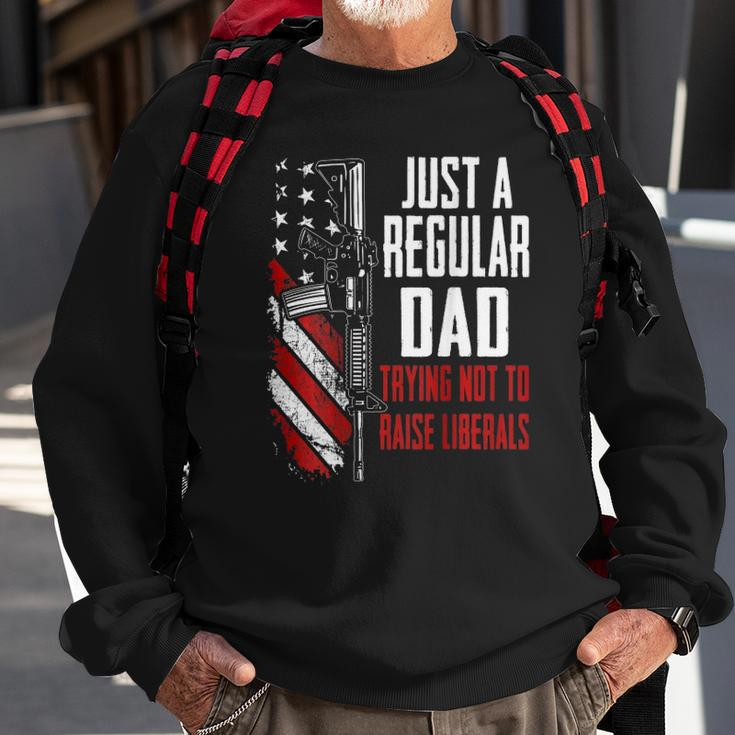 Just A Regular Dad Trying Not To Raise Liberals -- On Back Sweatshirt Gifts for Old Men
