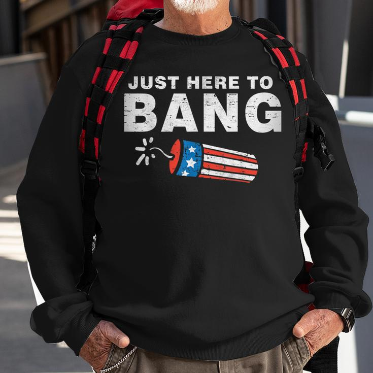 Just Here To Bang Funny Fireworks 4Th Of July Boys Men Kids Sweatshirt Gifts for Old Men