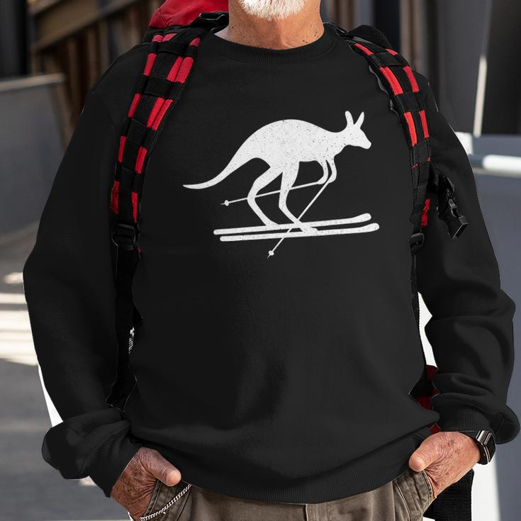 Kangaroo Skiing Fun Winter Sports Australia Travel Gift Sweatshirt Gifts for Old Men