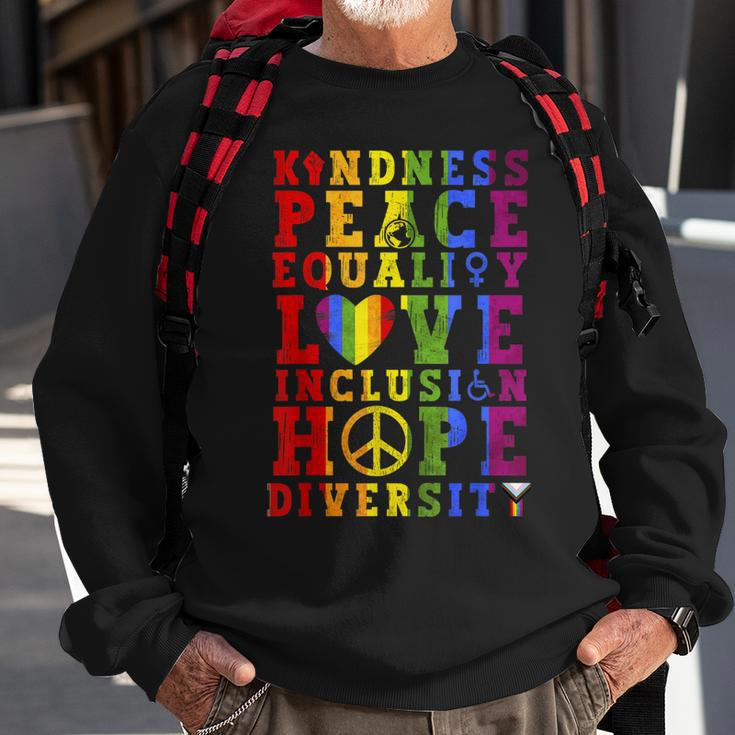Kindness Equality Love Lgbtq Rainbow Flag Gay Pride Month Sweatshirt Gifts for Old Men