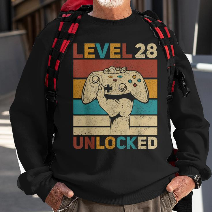 Level 28 Unlocked 28Th Birthday 28 Years Old Gamer Women Men Sweatshirt Gifts for Old Men