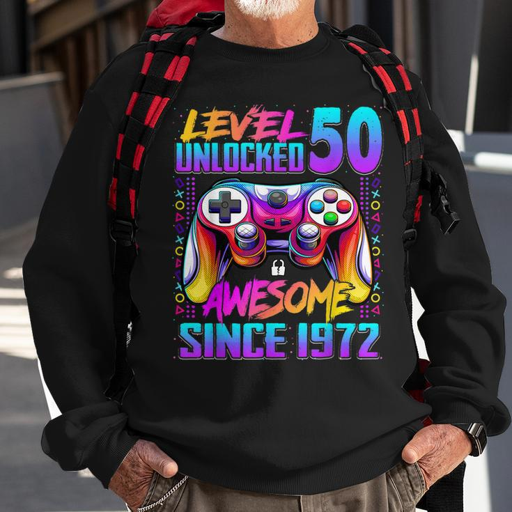 Level 50 Unlocked Awesome Since 1972 50Th Birthday Gaming Sweatshirt Gifts for Old Men