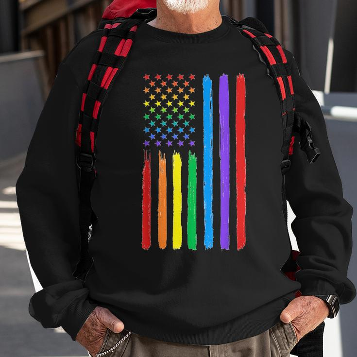 Lgbtq American Flag Pride Rainbow Gay Lesbian Bi Transgender Sweatshirt Gifts for Old Men