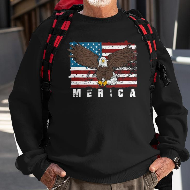 Liberty 4Th Of July Merica Us Flag Proud American Bald Eagle Sweatshirt Gifts for Old Men