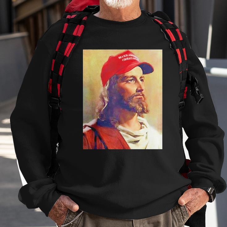 Maga Jesus Is King Ultra Maga Donald Trump Sweatshirt Gifts for Old Men