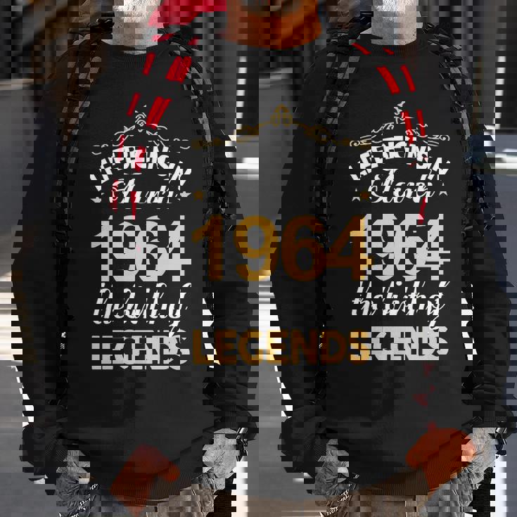 March 1964 Birthday Life Begins In March 1964 V2 Sweatshirt Gifts for Old Men