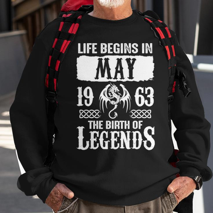 May 1963 Birthday Life Begins In May 1963 Sweatshirt Gifts for Old Men