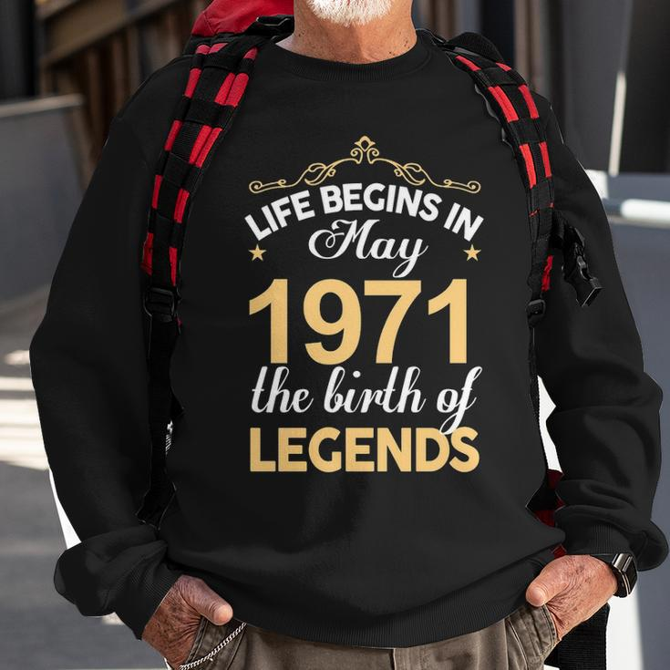 May 1971 Birthday Life Begins In May 1971 V2 Sweatshirt Gifts for Old Men