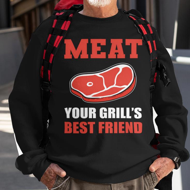 Meat Your Grill’S Best Friend Butcher Chef Cook Bbq Sweatshirt Gifts for Old Men