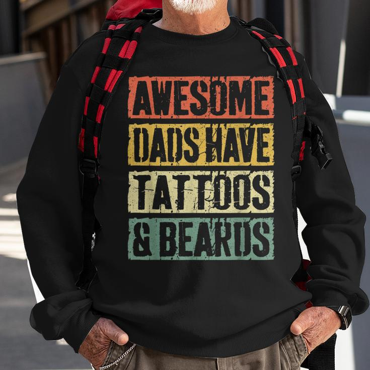 Mens Awesome Dads Have Tattoos And Beards Fathers Day V3 Sweatshirt Gifts for Old Men