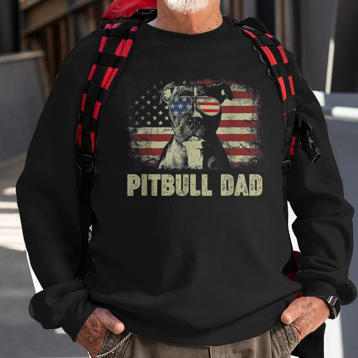 Mens Best Pitbull Dad Ever American Flag 4Th Of July V2 Sweatshirt Gifts for Old Men