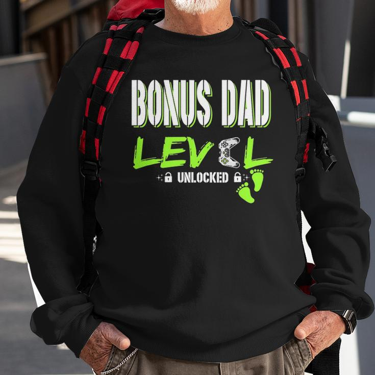 Mens Gaming Bonus Dad Level Unlocked Gamer Leveled Up Fathers Sweatshirt Gifts for Old Men