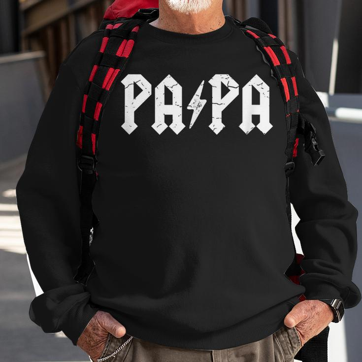 Mens Hard Rock Dad - Papa Lightning Bolt Sweatshirt Gifts for Old Men