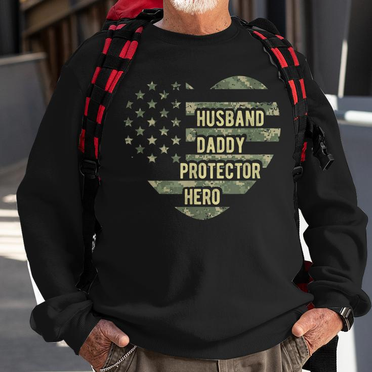 Mens Mens Husband Daddy Protector Heart Camoflage Fathers Day Sweatshirt Gifts for Old Men