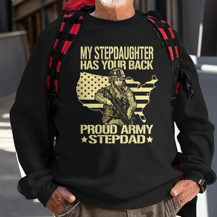 Mens My Stepdaughter Has Your Back - Proud Army Stepdad Dad Gift Sweatshirt Gifts for Old Men