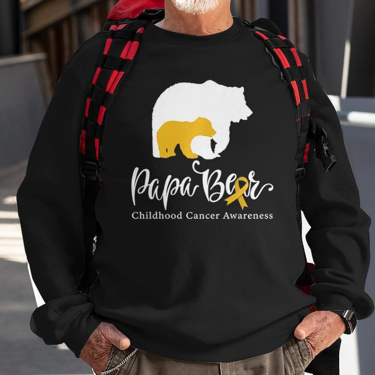 Mens Papa Bear Gold Ribbon Childhood Cancer Awareness Sweatshirt Gifts for Old Men