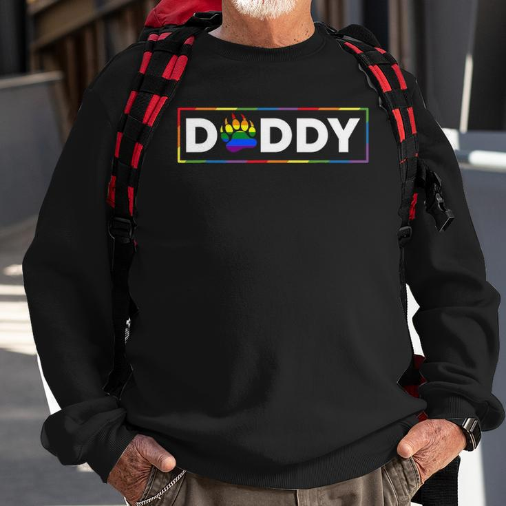 Mens Proud Gay Daddy Bear Paw Pride Rainbow Lgbtq Dad Fathers Day Sweatshirt Gifts for Old Men
