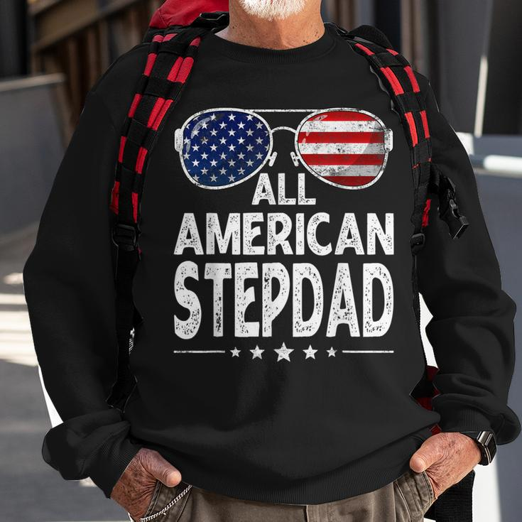 Mens Retro Fathers Day Family All American Stepdad 4Th Of July Sweatshirt Gifts for Old Men