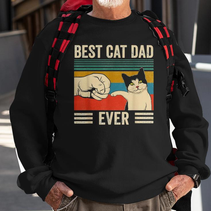 Mens Vintage Best Cat Dad Ever Bump Fit Classic Sweatshirt Gifts for Old Men