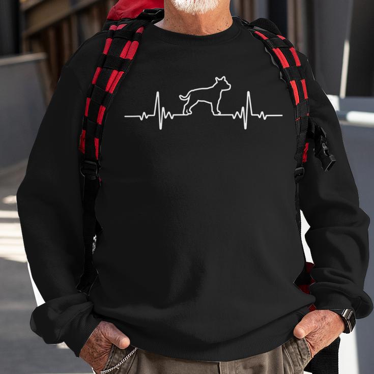 Minimalist Heartbeat American Staffordshire Terrier Sweatshirt Gifts for Old Men