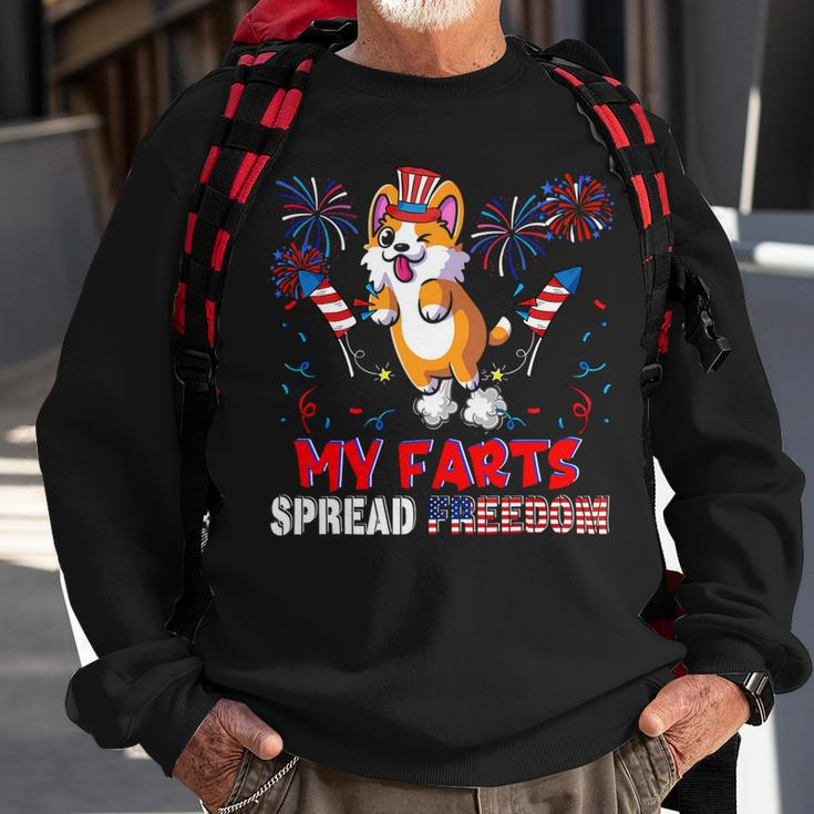 My Farts Spread Freedom Funny American Flag Corgi Fireworks V3 Sweatshirt Gifts for Old Men
