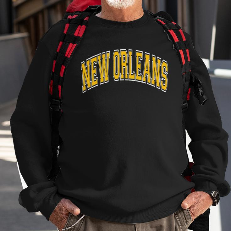 New Orleans Louisiana Varsity Style Amber Text Sweatshirt Gifts for Old Men