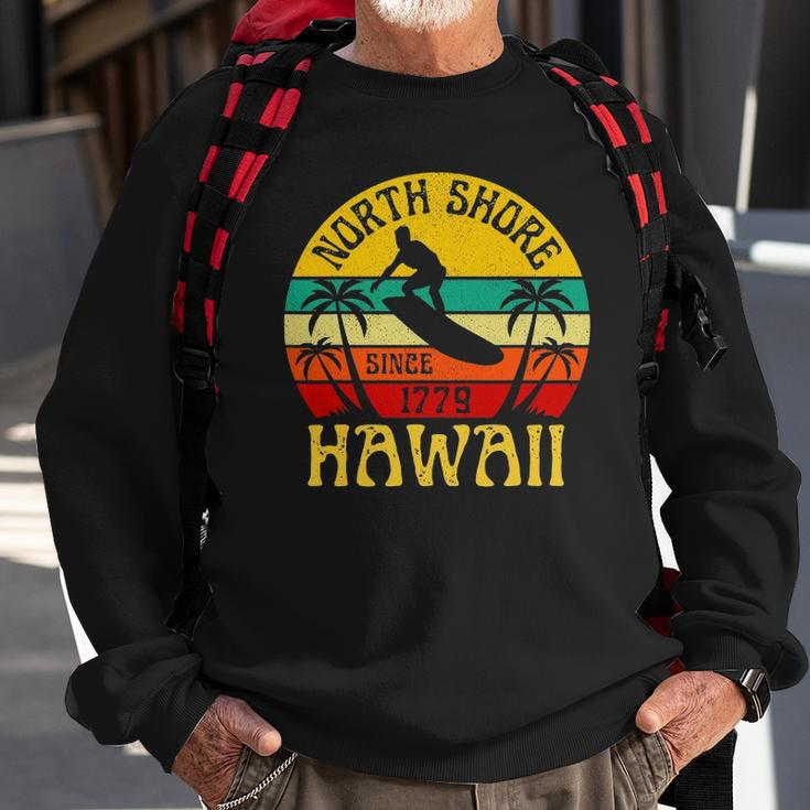 North Shore Beach Hawaii Surfing Surfer Ocean Vintage Sweatshirt Gifts for Old Men