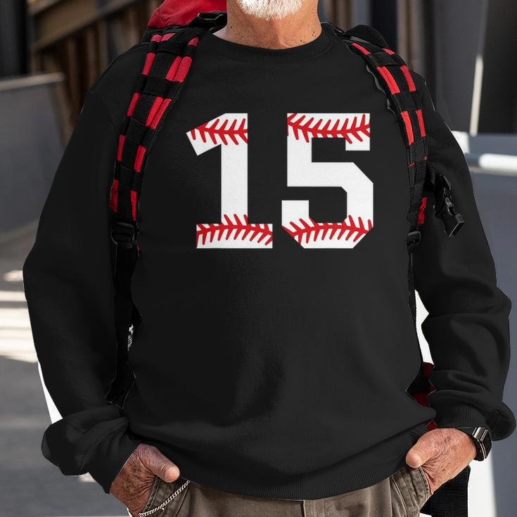 Number 15 Fifteen Baseball Lucky Favorite Jersey Number Sweatshirt Gifts for Old Men