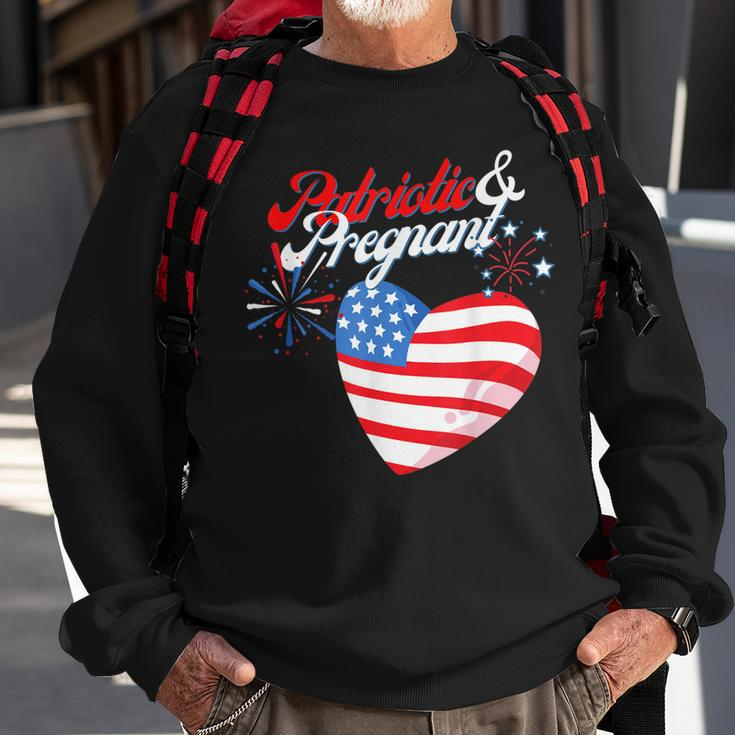 Patriotic And Pregnant 4Th Of July Pregnancy Announcement Sweatshirt Gifts for Old Men