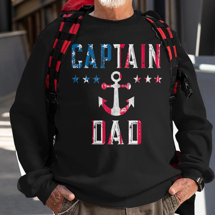 Patriotic Captain Dad American Flag Boat Owner 4Th Of July V2 Sweatshirt Gifts for Old Men