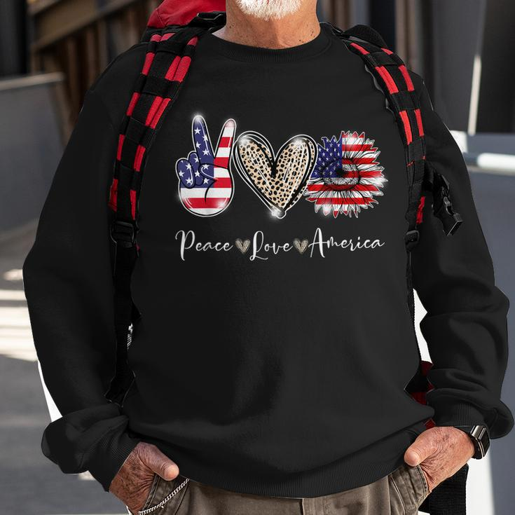 Peace Love America 4Th July Patriotic Sunflower V2 Sweatshirt Gifts for Old Men