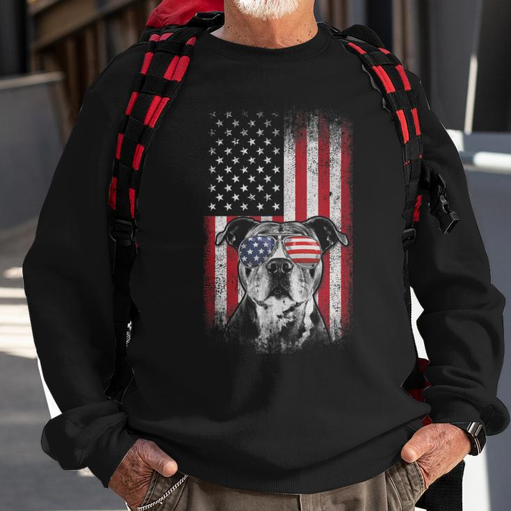 Pitbull American Flag 4Th Of July Pitbull Dad Mom Dog Lover V2 Sweatshirt Gifts for Old Men