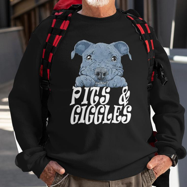 Pitbull Pibble Mom Dad Pits And Giggles Gift Sweatshirt Gifts for Old Men