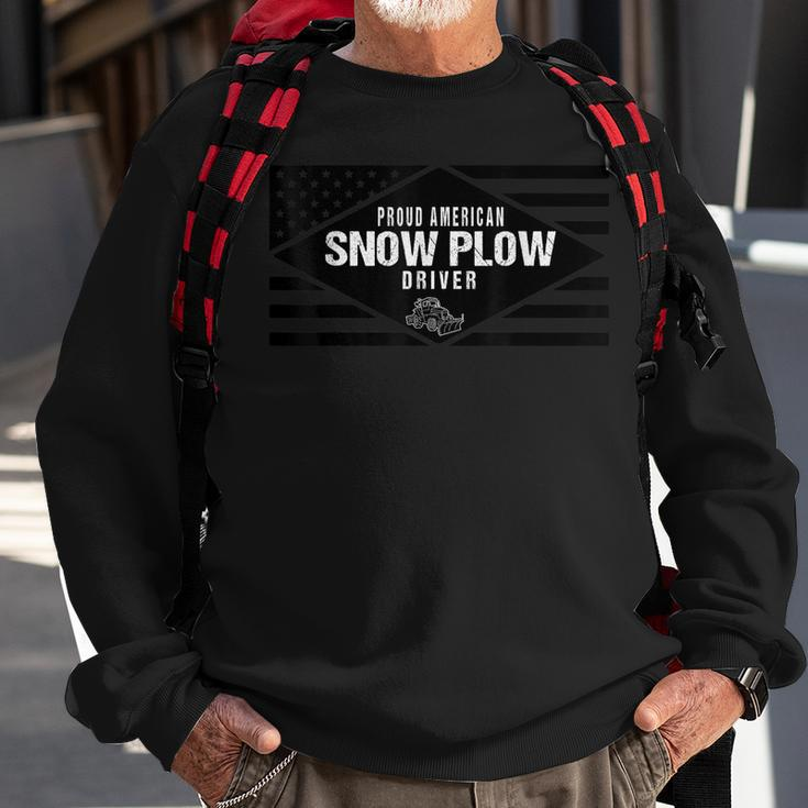 Proud American Snow Plow Driver - Patriotic Us Flag Sweatshirt Gifts for Old Men
