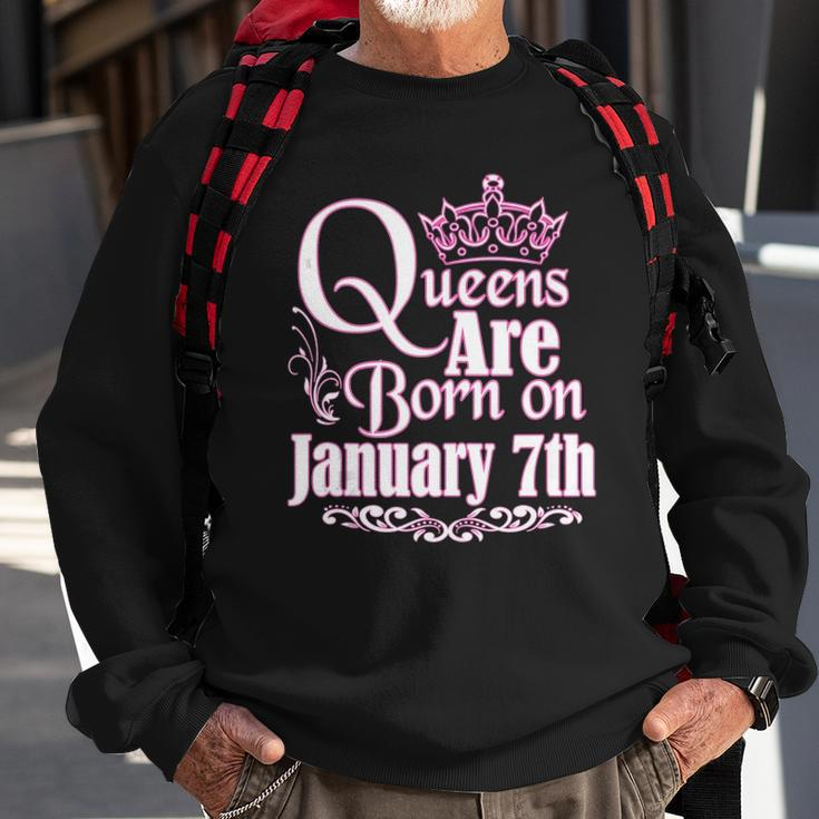 Queens Are Born On January 7Th Capricorn Aquarius Birthday Sweatshirt Gifts for Old Men