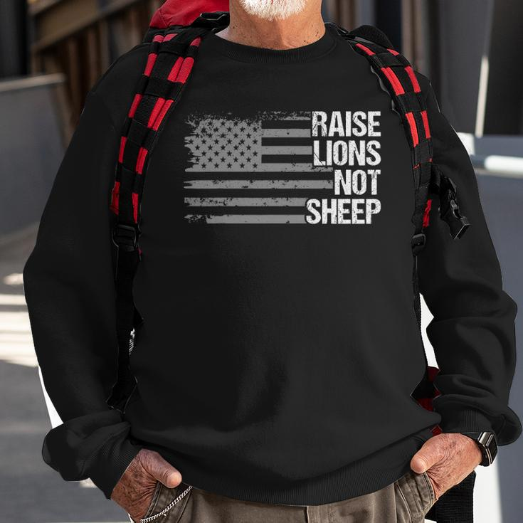 Raise Lions American Flag Not Sheep Patriotic Lion Men Women Sweatshirt Gifts for Old Men