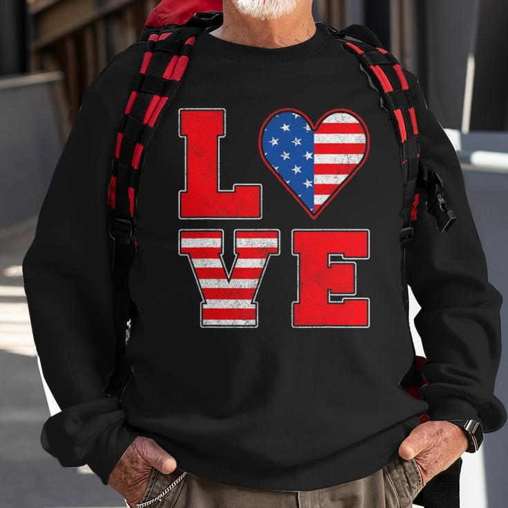 Red White And Blue S For Women Girl Love American Flag Sweatshirt Gifts for Old Men