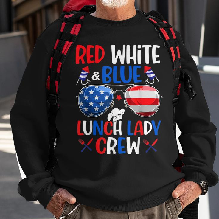 Red White Blue Lunch Lady Crew Sunglasses 4Th Of July Gifts Sweatshirt Gifts for Old Men