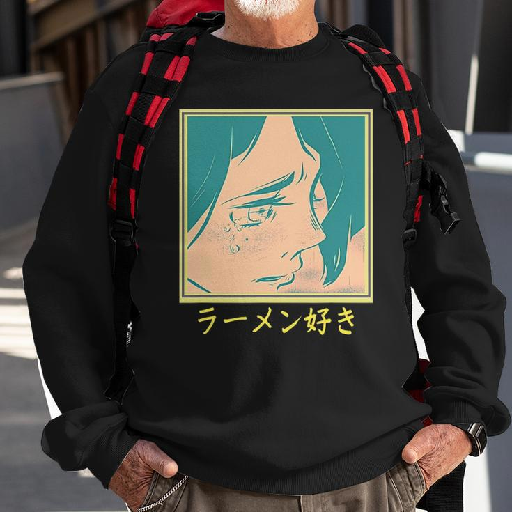 Retro 90S Japanese Aesthetic Waifu Anime Graphic Sweatshirt Gifts for Old Men