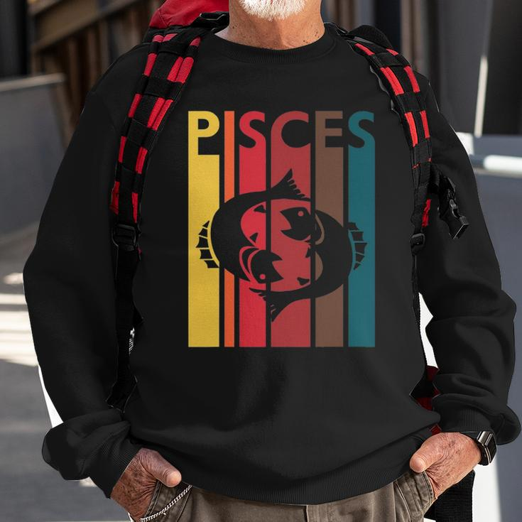 Retro Pisces Zodiac Sign February March Birthday Gift Pisces Sweatshirt Gifts for Old Men