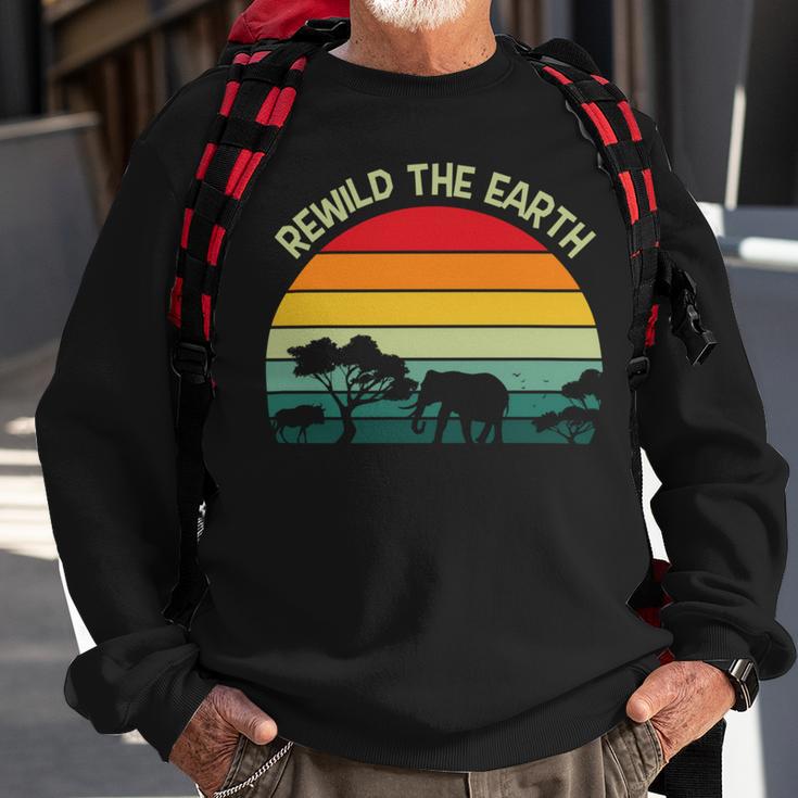 Rewild The Earth Animal Forest Earth Day Sweatshirt Gifts for Old Men