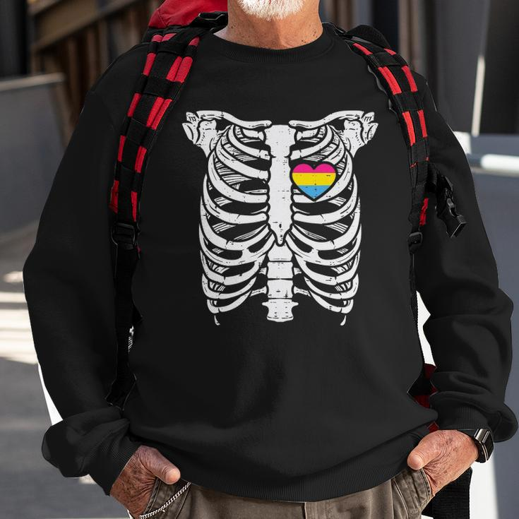 Ribcage Pansexual Heart Cute Pan Pride Flag Love Men Women Sweatshirt Gifts for Old Men
