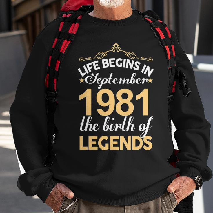 September 1981 Birthday Life Begins In September 1981 V2 Sweatshirt Gifts for Old Men
