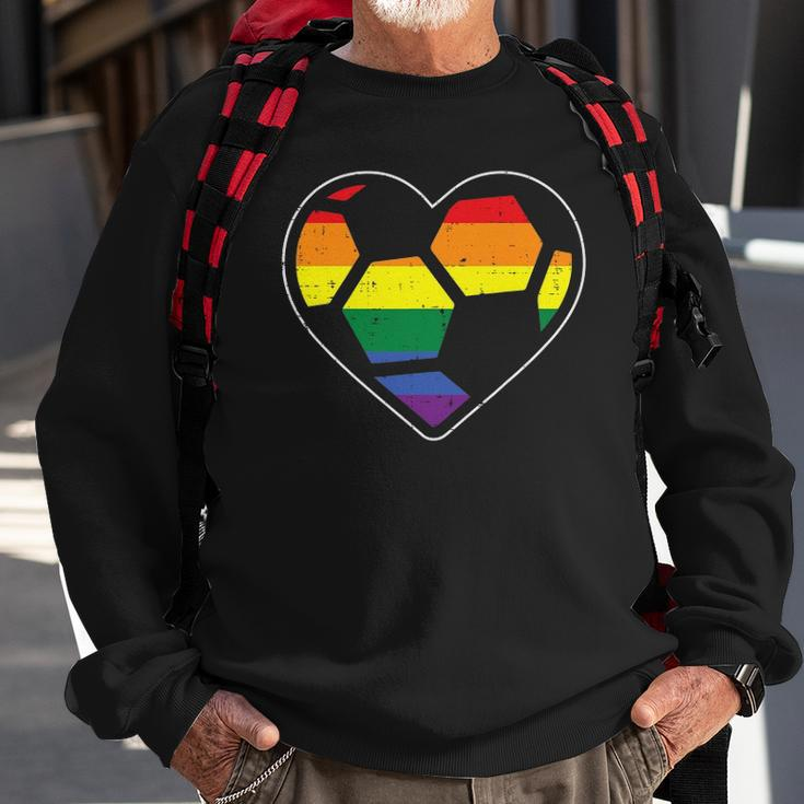 Soccer Heart Sport Lgbtq Rainbow Gay Pride Ally Men Women Sweatshirt Gifts for Old Men