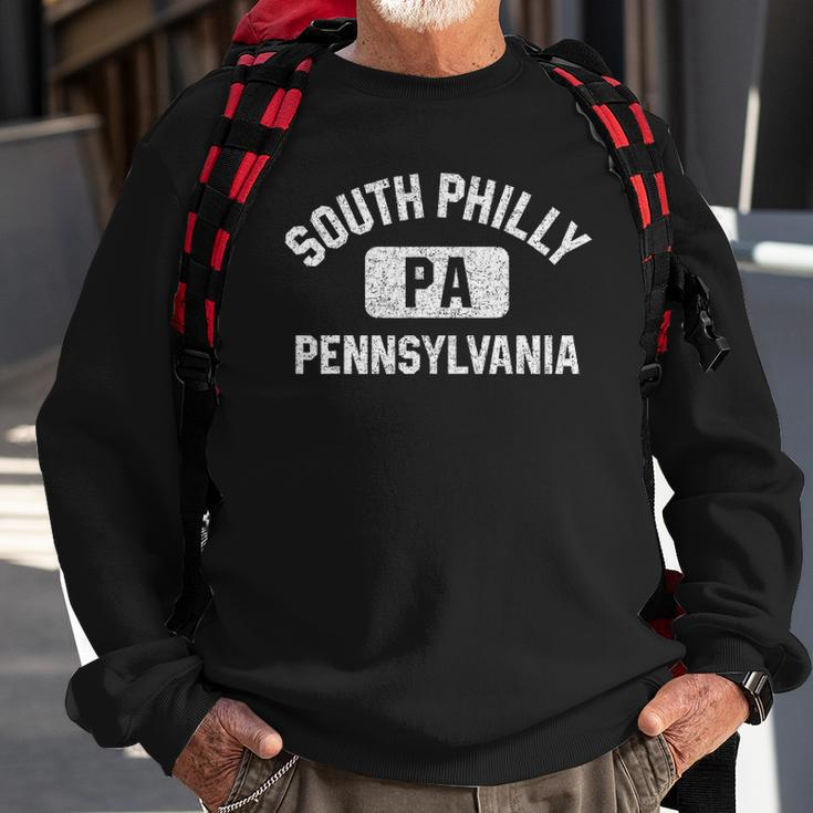 South Philly Philadelphia Pa Gym Style Distress White Print Sweatshirt Gifts for Old Men